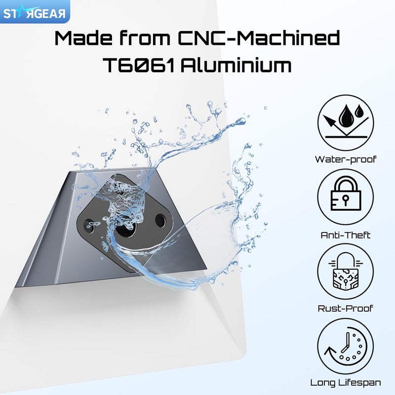 STARGEAR حامل ستارلينك ميني المتنقل، مجموعة تركيب ستارلينك المضادة للسرقة للسيارات، ملحقات ستارلينك، حامل سقف ستارلينك، مجموعة الإنترنت عبر الأقمار الصناعية، مقطورة RV، يخت (رمادي) - Image 3